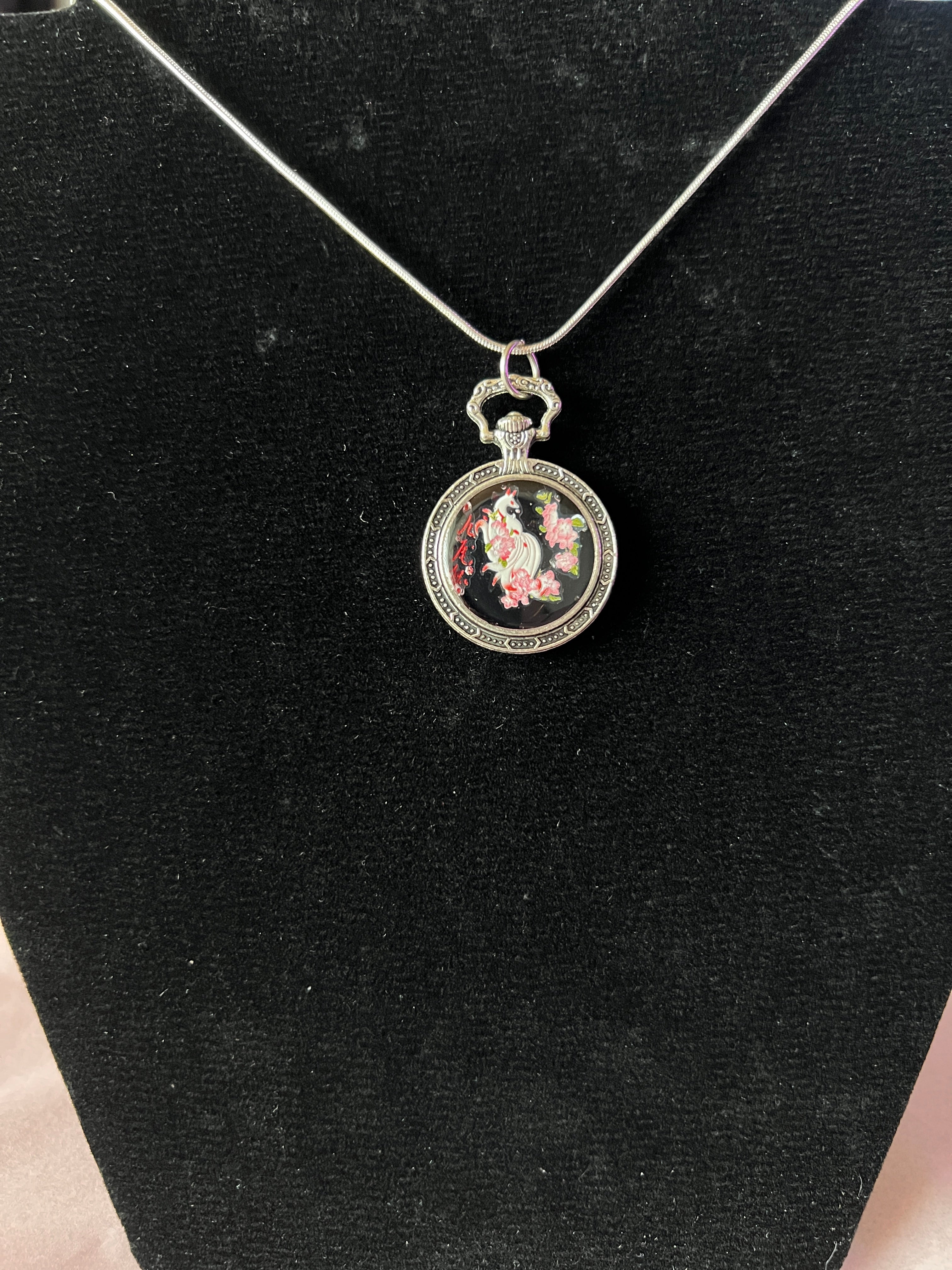 Kitsune Kette Silber – Handbemalter Anime Schmuck | Hanabi Kollektion