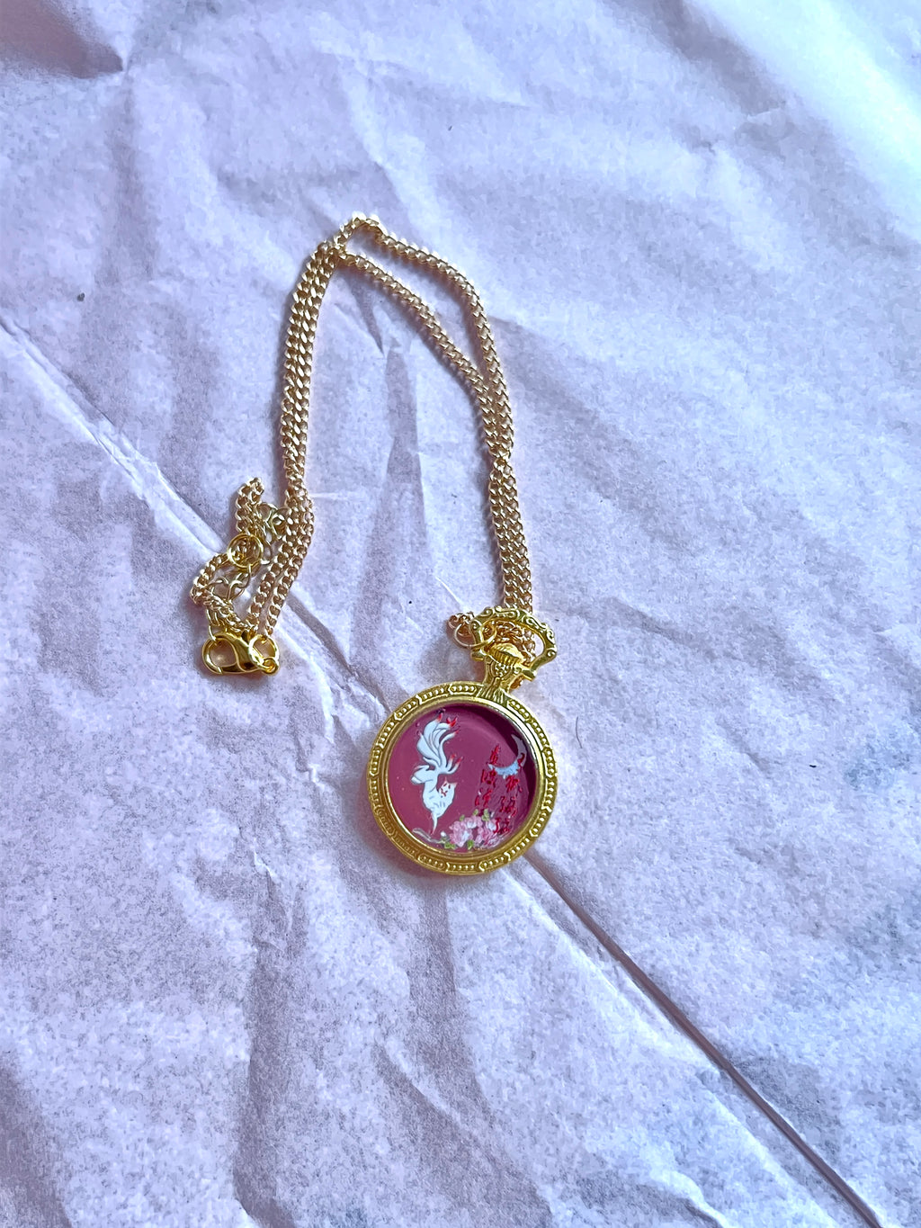 Kitsune Kette Gold – Handbemalter Anime Schmuck | Hanabi Kollektion
