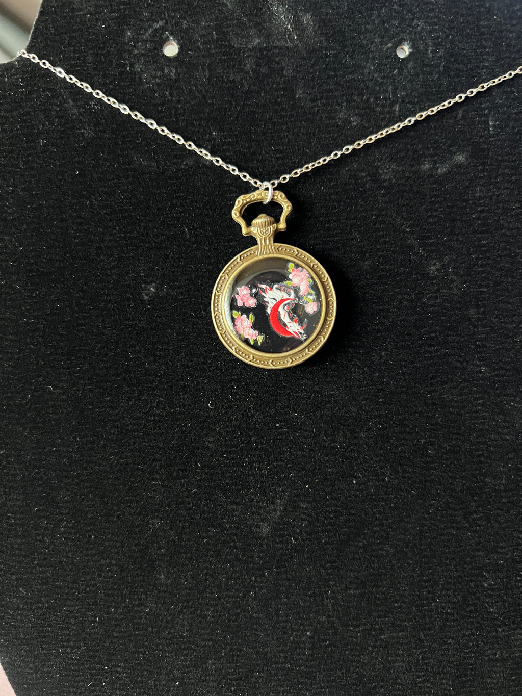 Kitsune Kette Silber – Handbemalter Anime Schmuck | Hanabi Kollektion