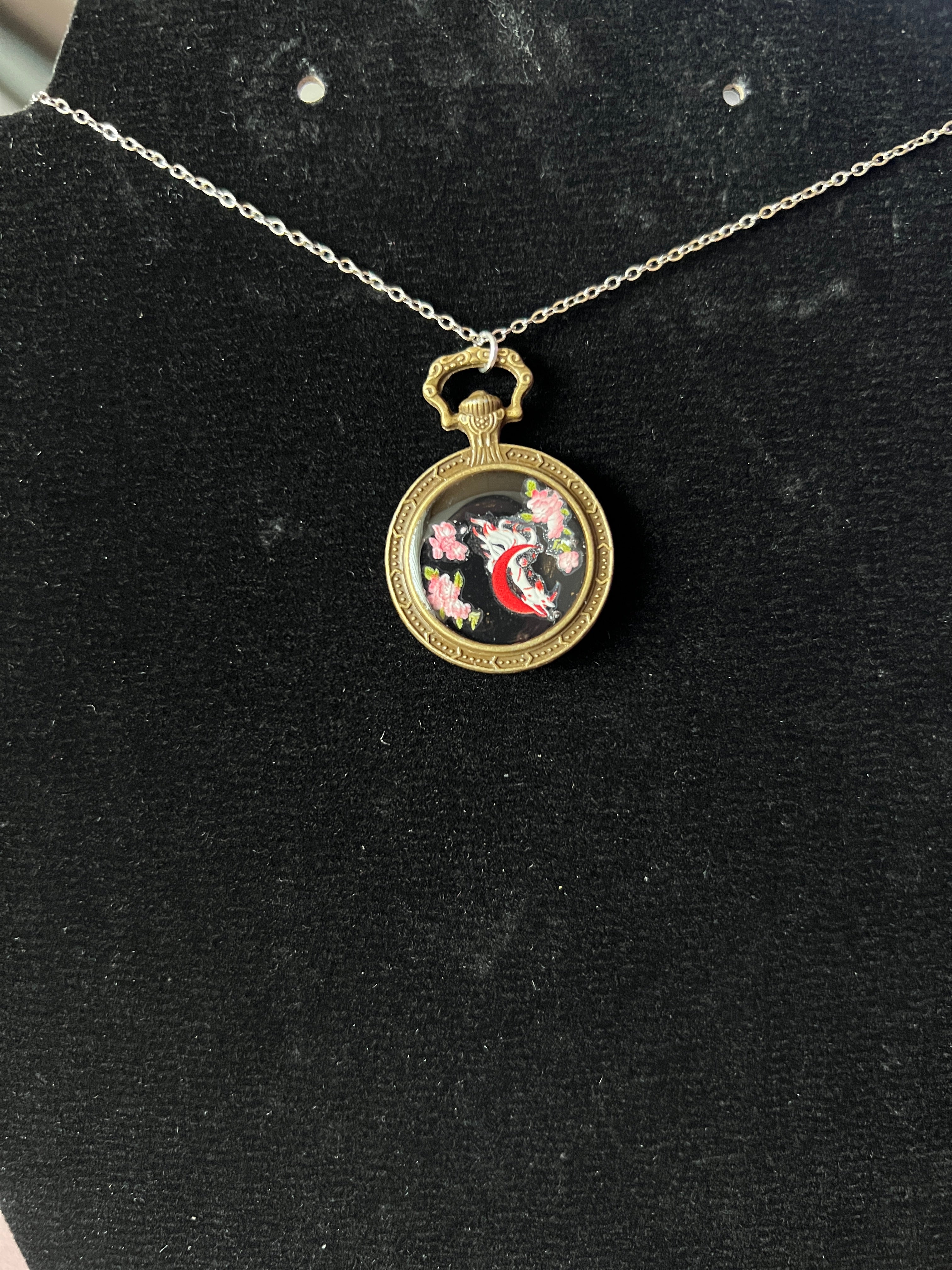 Kitsune Kette Silber – Handbemalter Anime Schmuck | Hanabi Kollektion