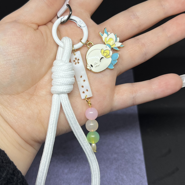 Handyband Weiß mit Fisch & Dango – Kawaii Phone Strap
