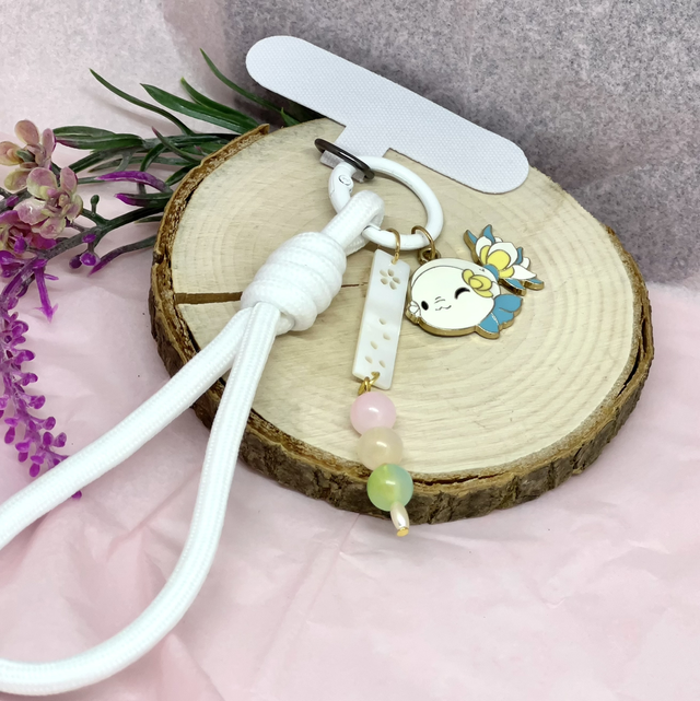 Handyband Weiß mit Fisch & Dango – Kawaii Phone Strap