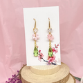 Kirschblüten Ohrringe mit Glassteinchen – 18K vergoldet