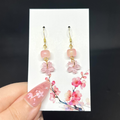 Kirschblüten Ohrringe mit Perle – Edelstahl Schmuck