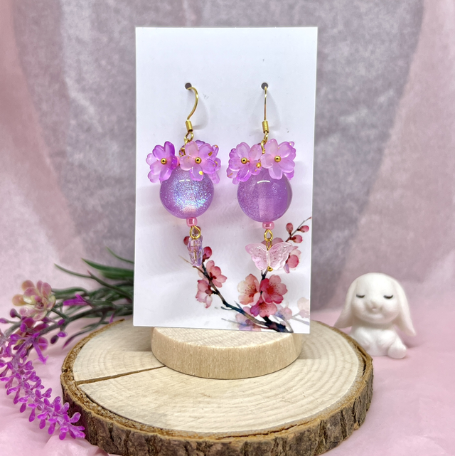 Lila Blumenkranz Ohrringe – Floraler Schmuck 304 Edelstahl