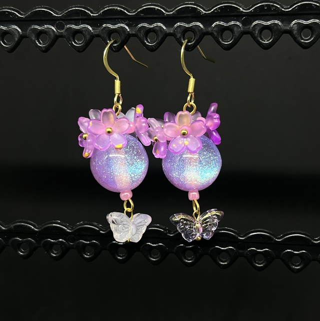 Lila Blumenkranz Ohrringe – Floraler Schmuck 304 Edelstahl