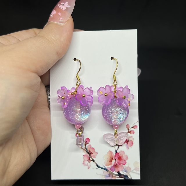 Lila Blumenkranz Ohrringe – Floraler Schmuck 304 Edelstahl