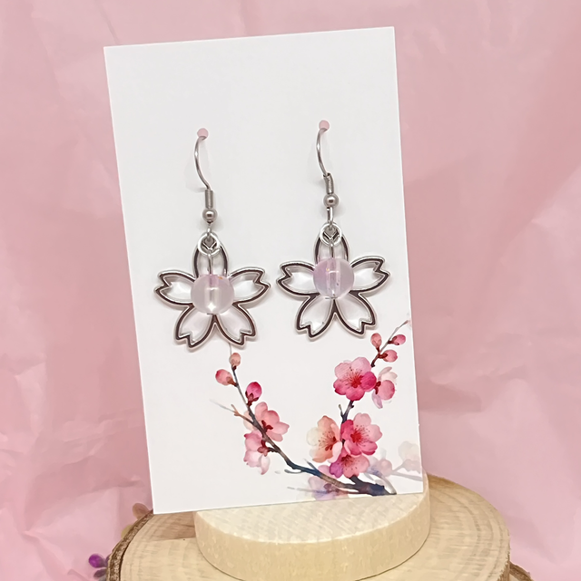Perlen Kirschblüten Ohrringe – Eleganter Edelstahlschmuck