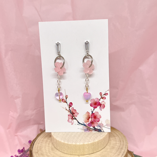 Kirschblüten Ohrringe Platiniert Kawaii Schmuck