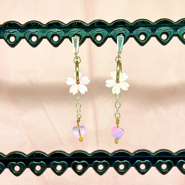Kirschblüten Ohrringe Platiniert Kawaii Schmuck