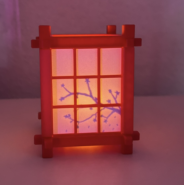 Shoji Deko Lampe 3D gedruckt – Japanische Laterne mit verstecktem Motiv (ohne Kerze)