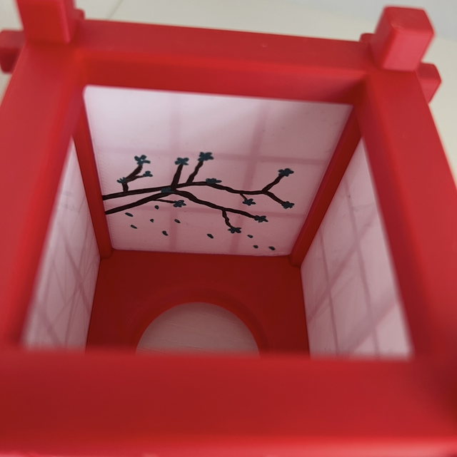 Shoji Deko Lampe 3D gedruckt – Japanische Laterne mit verstecktem Motiv (ohne Kerze)